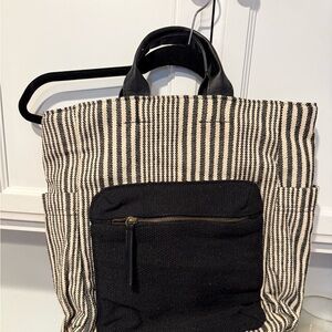 Striped Black and Cream Tote Bag